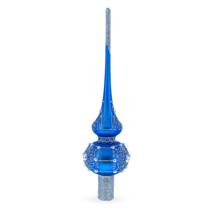 Silver Web on Blue Glass Tree Topper