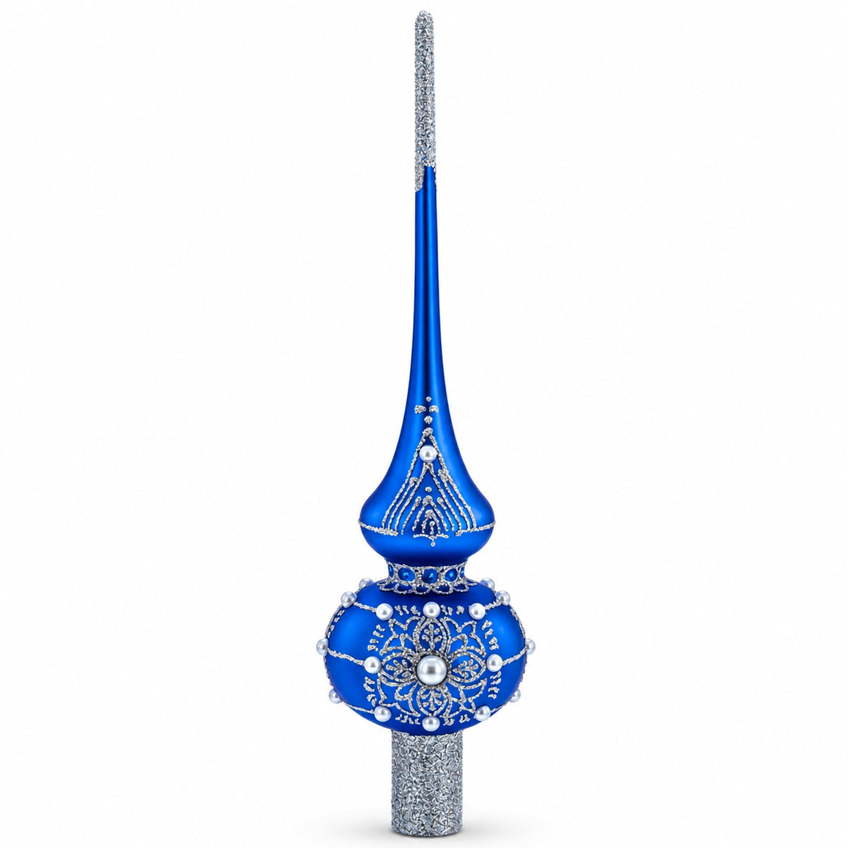 Silver Web on Blue Glass Tree Topper