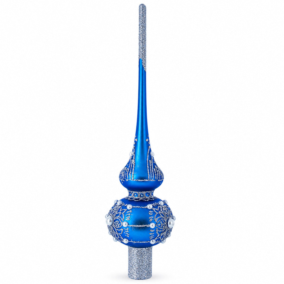 Silver Web on Blue Glass Tree Topper