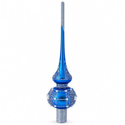 Silver Web on Blue Glass Tree Topper