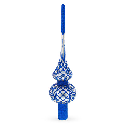 Blue on Silver Glass Tree Topper