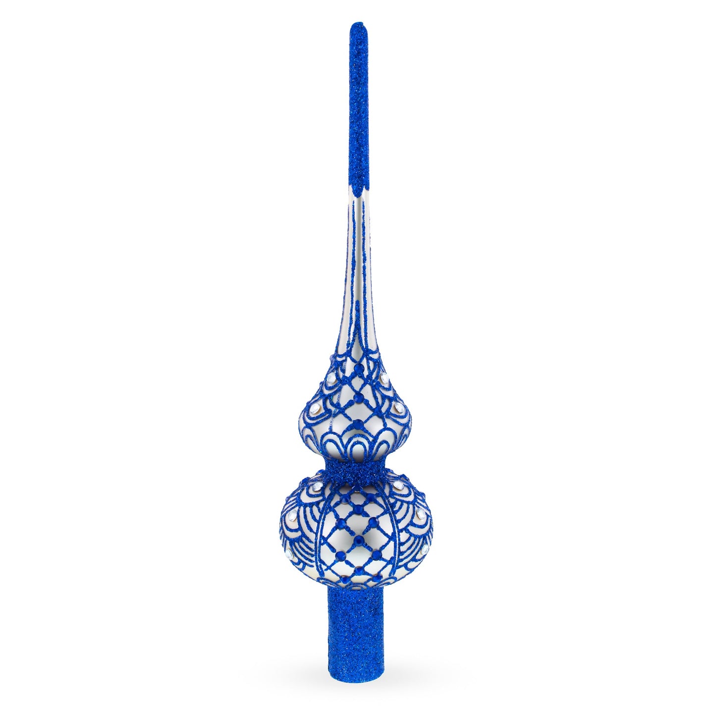 Blue on Silver Glass Tree Topper