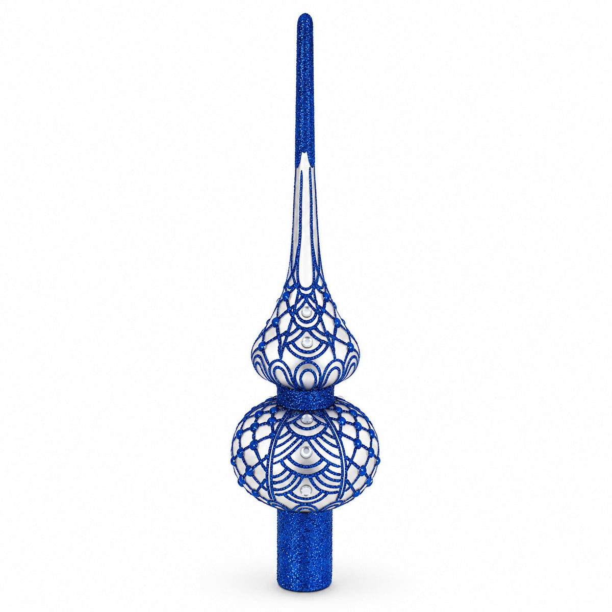 Blue on Silver Glass Tree Topper