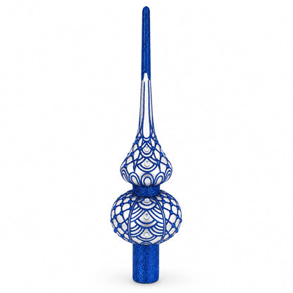 Blue on Silver Glass Tree Topper