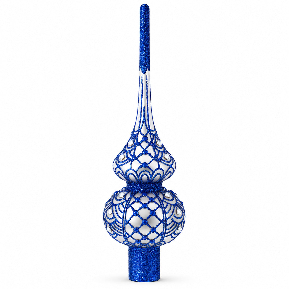 Blue on Silver Glass Tree Topper