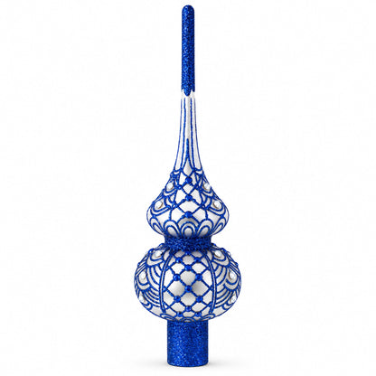 Blue on Silver Glass Tree Topper