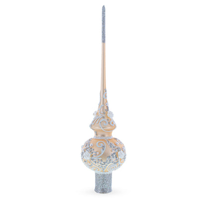 White Swirls on Champagne Glass Tree Topper