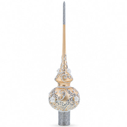 White Swirls on Champagne Glass Tree Topper
