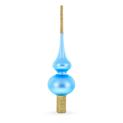 Blue with Sparkling Top Glass Christmas Tree Topper 11 Inches
