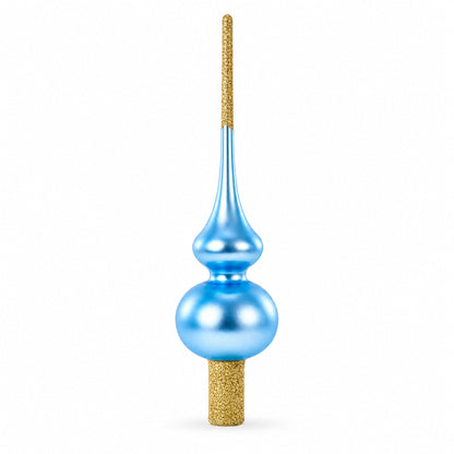 Blue with Sparkling Top Glass Christmas Tree Topper 11 Inches