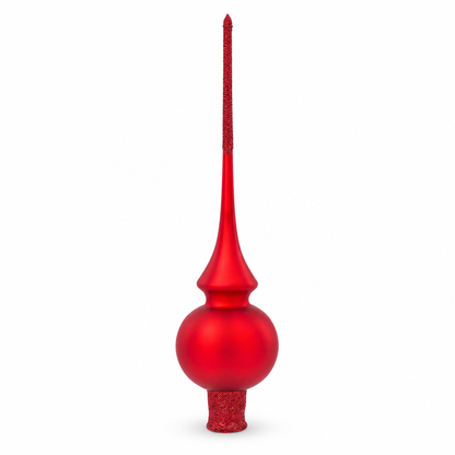 Translucent Red Glass Christmas Tree Topper 11 Inches