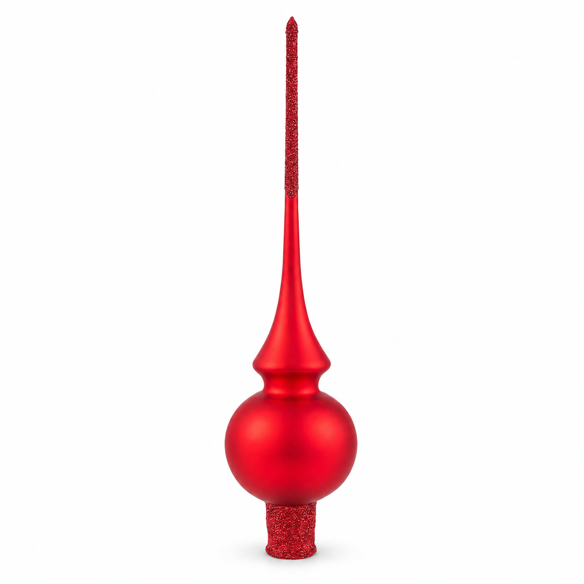 Translucent Red Glass Christmas Tree Topper 11 Inches