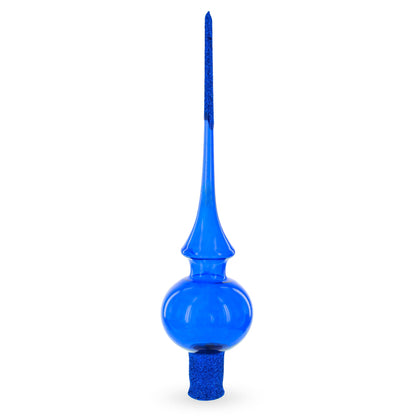 Translucent Blue Glass Christmas Tree Topper 11 Inches