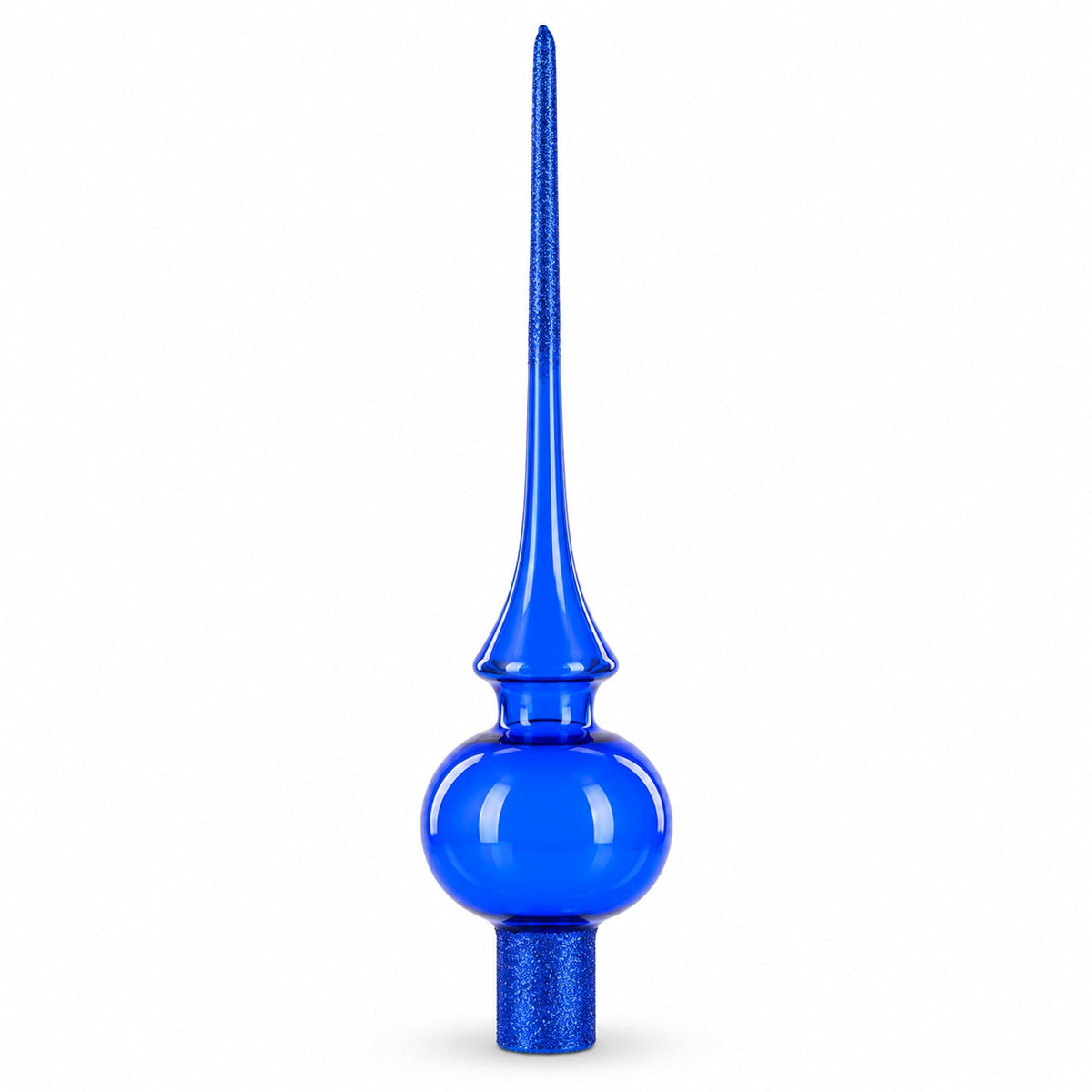 Translucent Blue Glass Christmas Tree Topper 11 Inches
