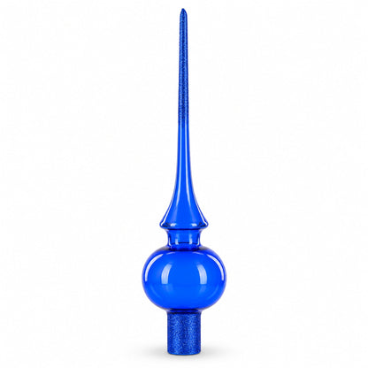 Translucent Blue Glass Christmas Tree Topper 11 Inches