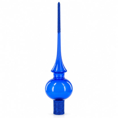 Translucent Blue Glass Christmas Tree Topper 11 Inches