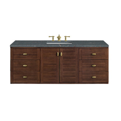 James Martin Amberly 60" Dual Mount Single Bathroom Vanity, Mid-Century Walnut