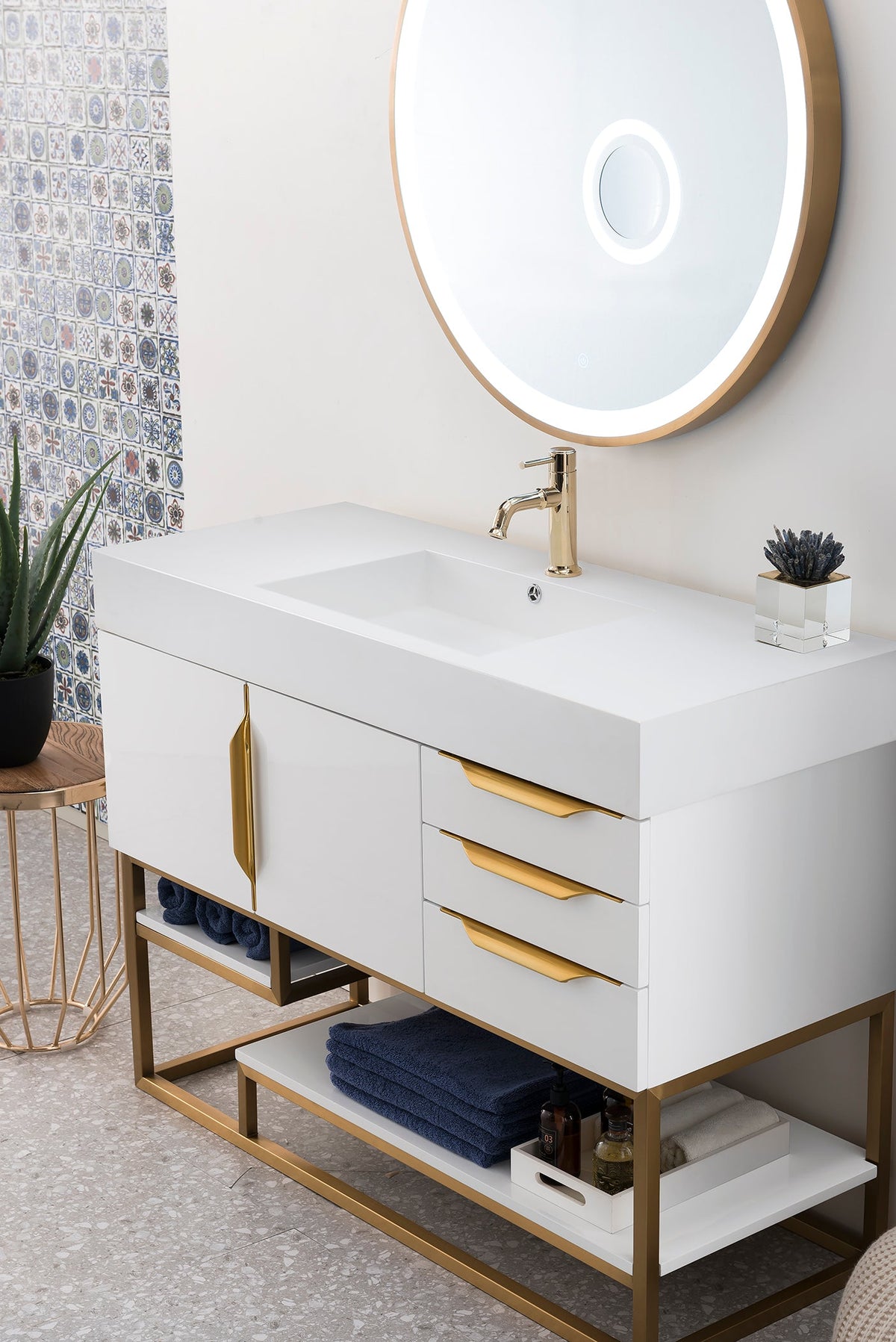 James Martin Columbia 48" Single Bathroom Vanity, Glossy White
