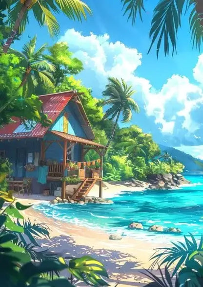 Tropical beach canvas wall art set of 9 living room decor