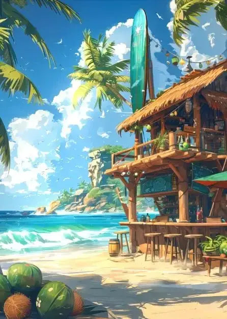 Tropical beach canvas wall art set of 9 living room decor