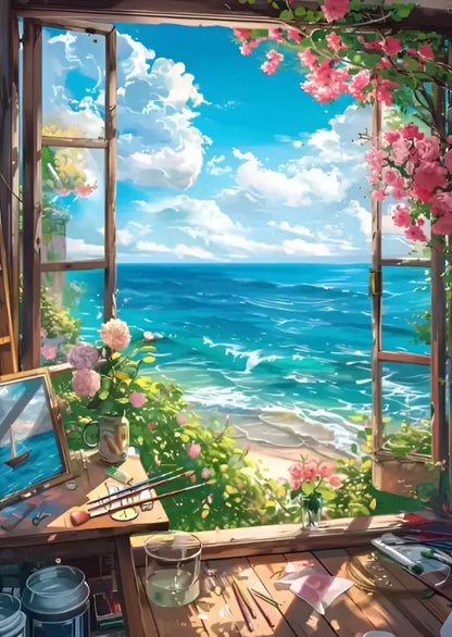 Tropical beach canvas wall art set of 9 living room decor