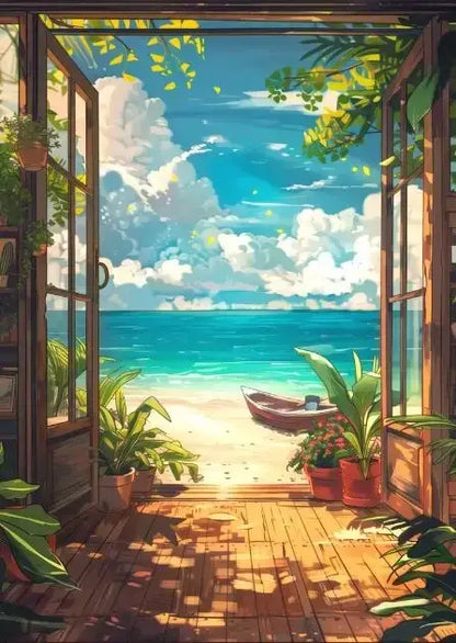 Tropical beach canvas wall art set of 9 living room decor