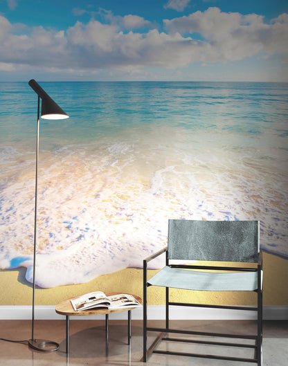 Ocean Beach Shore Wallpaper Mural. Tropical Theme Wall Decor. #6770