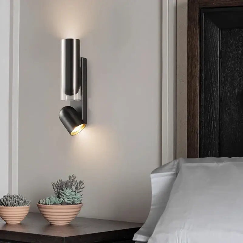 Modern brushed stainless steel adjustable wall reading lamps bedroom