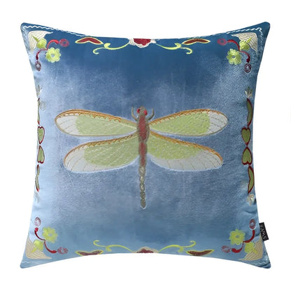 Bee embroidery cushion cover yellow green & blue living room decor