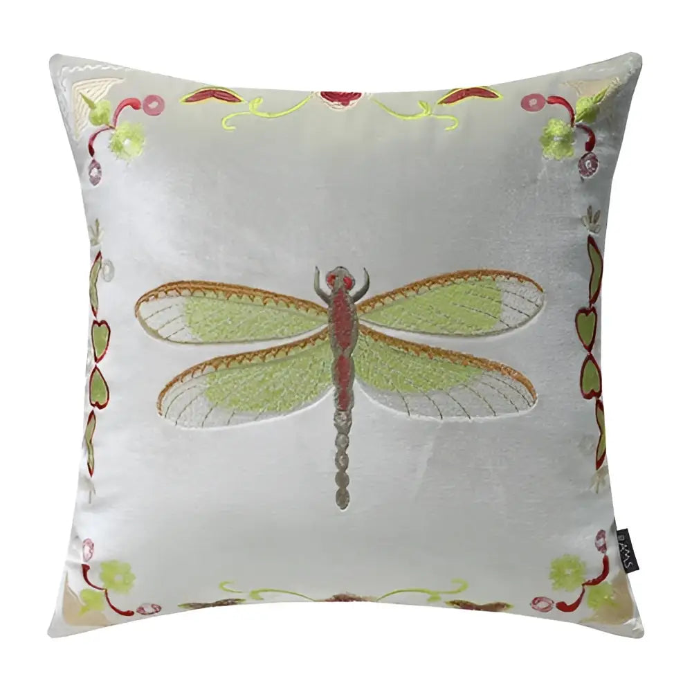 Bee embroidery cushion cover yellow green & blue living room decor