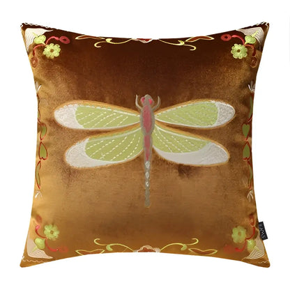 Bee embroidery cushion cover yellow green & blue living room decor