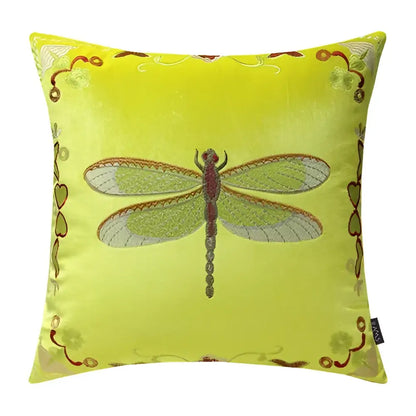 Bee embroidery cushion cover yellow green & blue living room decor