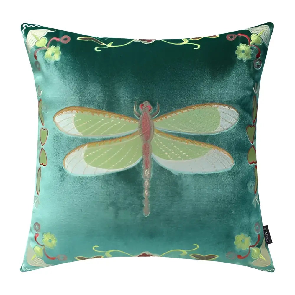 Bee embroidery cushion cover yellow green & blue living room decor