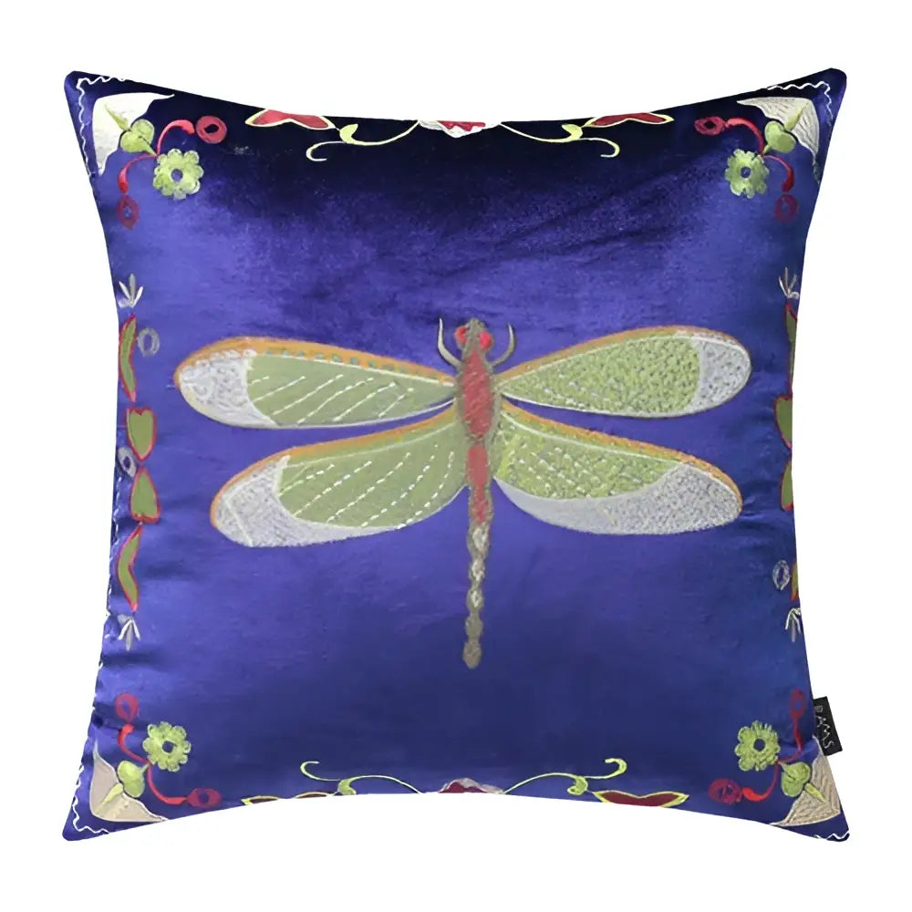 Bee embroidery cushion cover yellow green & blue living room decor