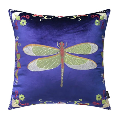 Bee embroidery cushion cover yellow green & blue living room decor
