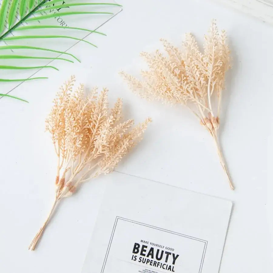 Beige artificial plants golden wheat ear stems for living room decor
