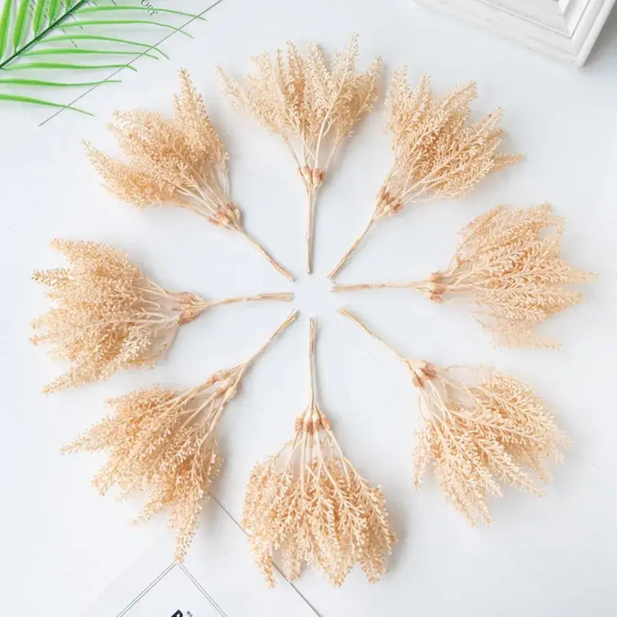 Beige artificial plants golden wheat ear stems for living room decor