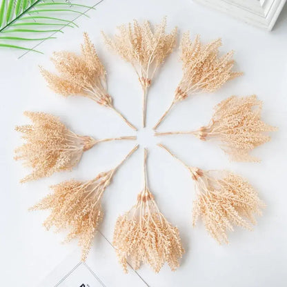 Beige artificial plants golden wheat ear stems for living room decor