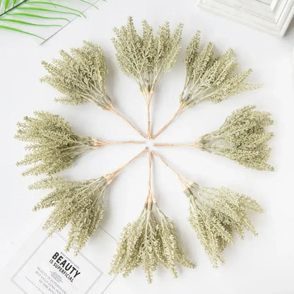 Beige artificial plants golden wheat ear stems for living room decor