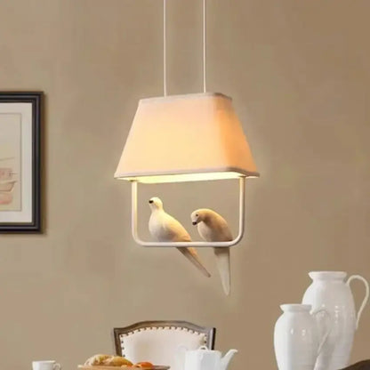 Beige bird cloth chandelier dining room rectangular pendant light