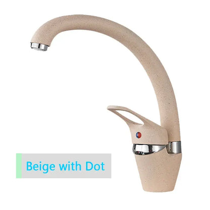 Beige brass kitchen faucet with 360 swivel spout single handle mixer