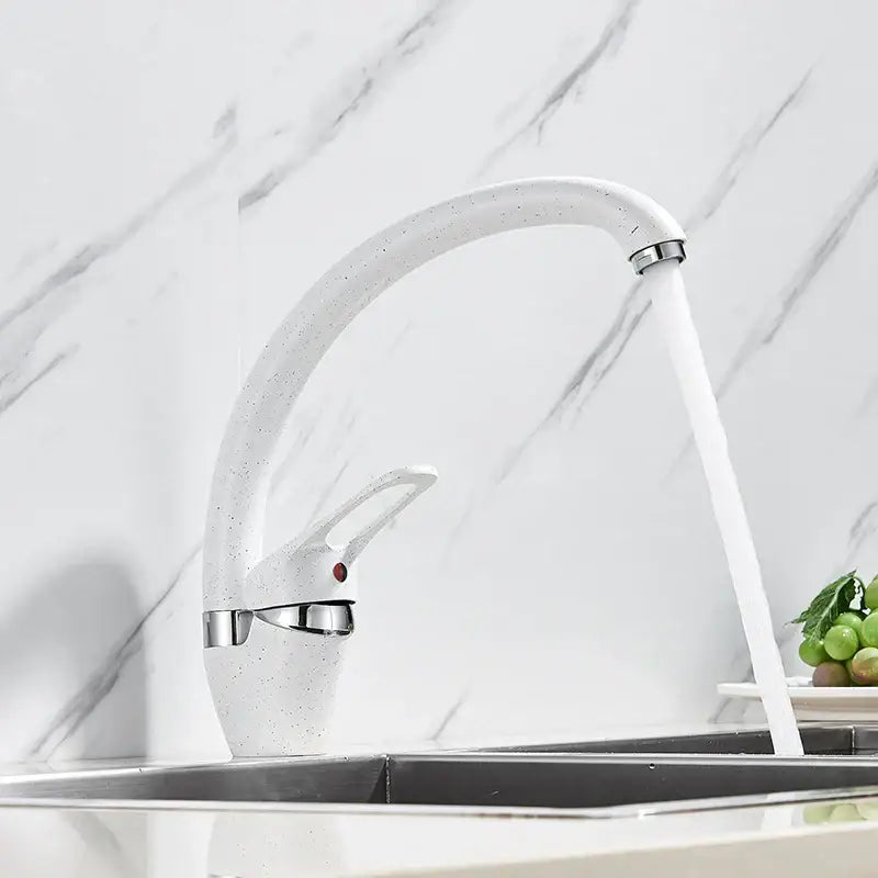 Beige brass kitchen faucet with 360 swivel spout single handle mixer