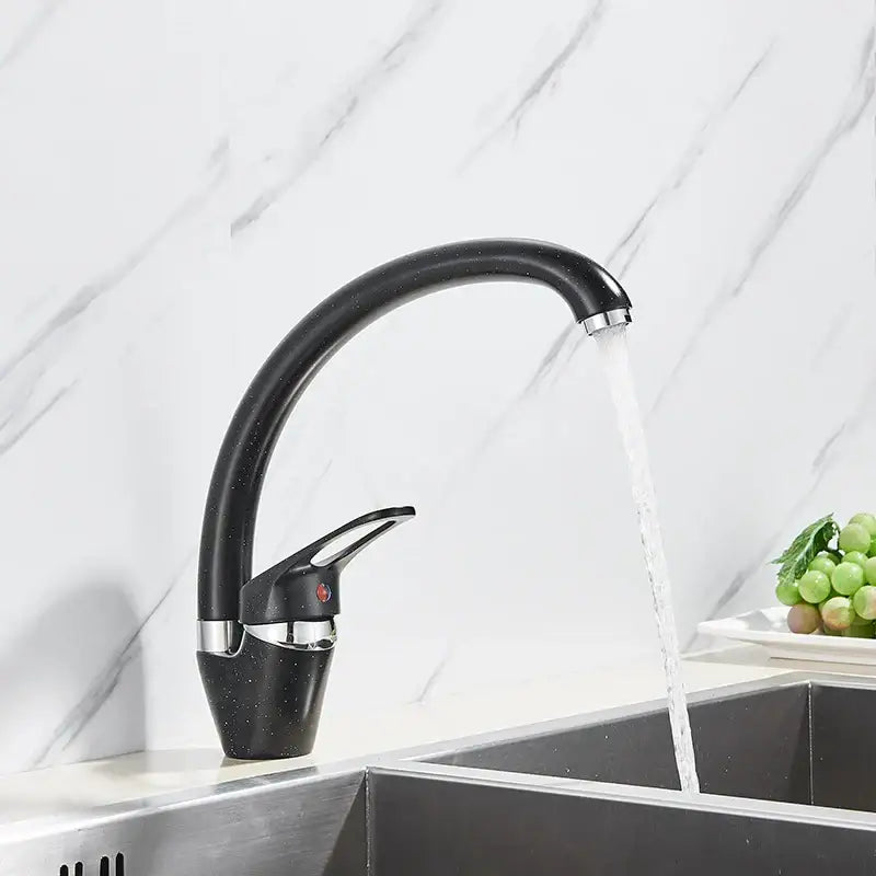 Beige brass kitchen faucet with 360 swivel spout single handle mixer