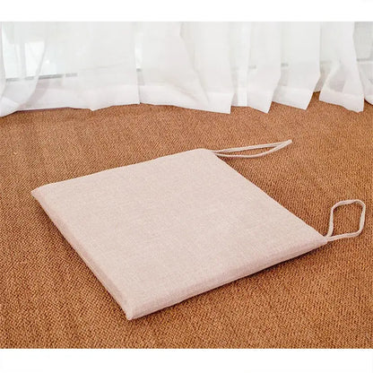 Beige & brown non-slip linen seat cushion dining room chair pad