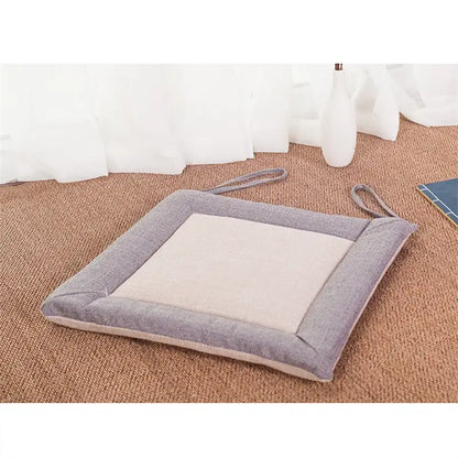 Beige & brown non-slip linen seat cushion dining room chair pad