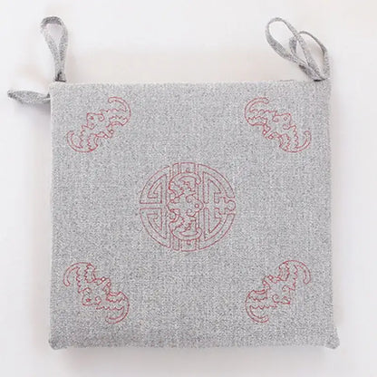 Beige & brown non-slip linen seat cushion dining room chair pad