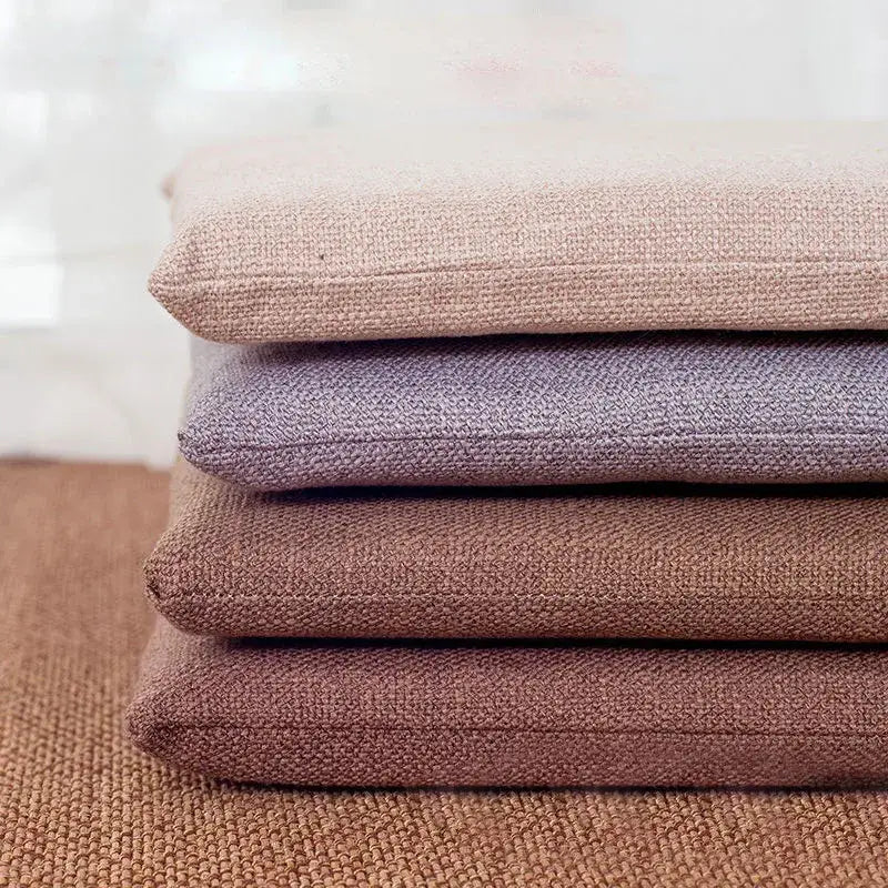 Beige & brown non-slip linen seat cushion dining room chair pad
