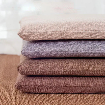 Beige & brown non-slip linen seat cushion dining room chair pad