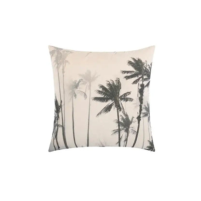 Beige cartoon print velvet cushion cover living room jungle decor