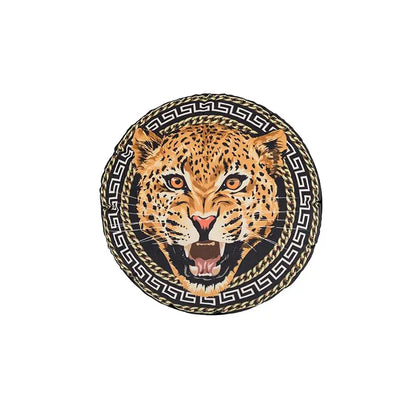 Beige cartoon print velvet cushion cover living room jungle decor